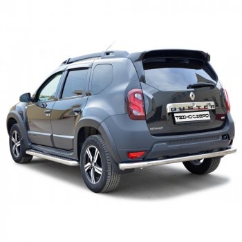 Защита заднего бампера нержавейка (труба) d63.5, Техно Сфера Renault Duster ( HS,  HM) (2010-2024) дорестайлинг, рестайлинг, рестайлинг (нержавейка)