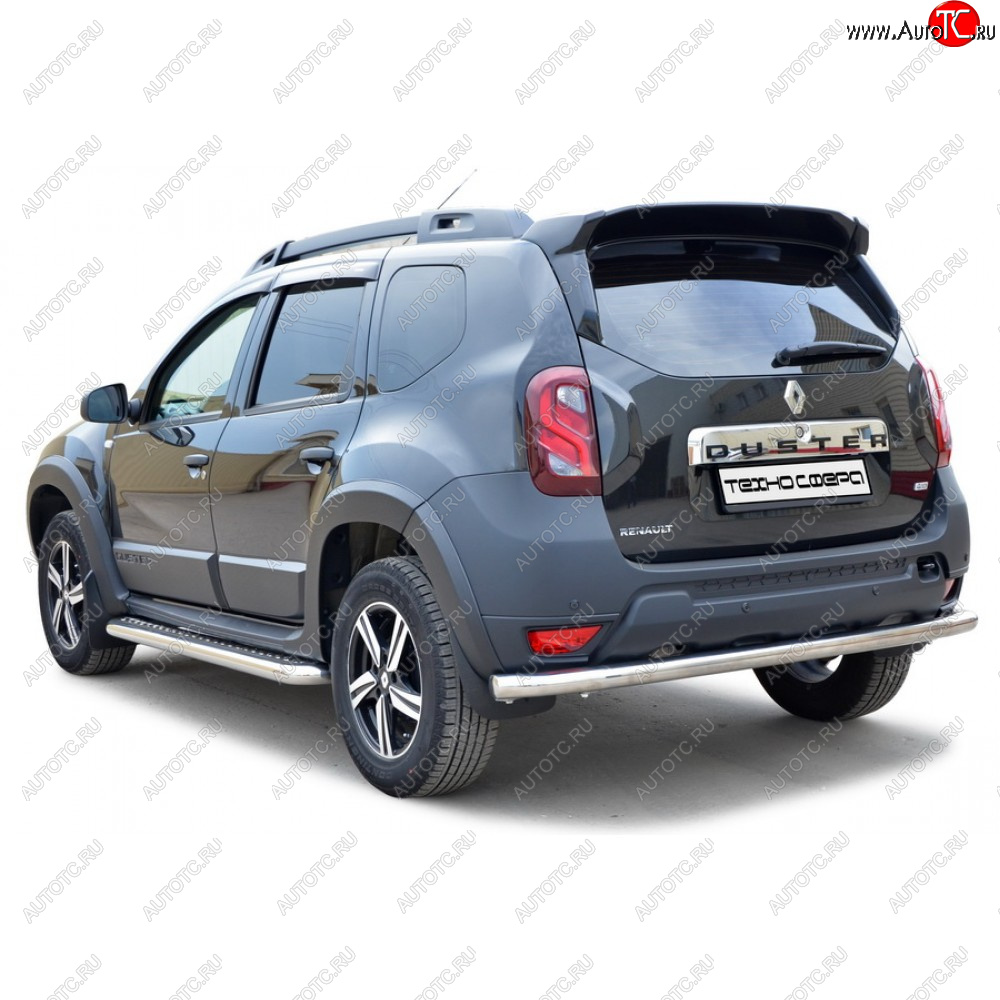 27 899 р. Защита заднего бампера нержавейка (труба) d63.5, Техно Сфера  Renault Duster ( HS,  HM) (2010-2024) дорестайлинг, рестайлинг, рестайлинг (нержавейка)  с доставкой в г. Кемерово