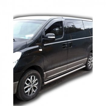 Защита порогов труба нержавейка d63,5, Техно Сфера Hyundai Starex/Grand Starex/H1  TQ (2007-2022) дорестайлинг, рестайлинг, 2-ой рестайлинг (Нержавейка)