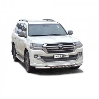 Защита переда труба двойная нержавейка d63,5 Техно Сфера  Toyota Land Cruiser  200 (2015-2021) 2-ой рестайлинг (Нержавейка)