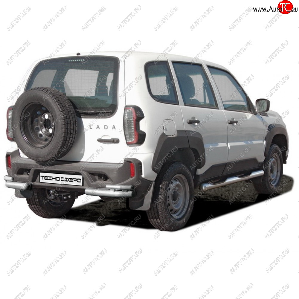 4 999 р. Защита заднего бампера d63.5 (уголки двойные люкс), Техно Сфера  Лада Нива Трэвел (2021-2025) (212300-80)  с доставкой в г. Кемерово