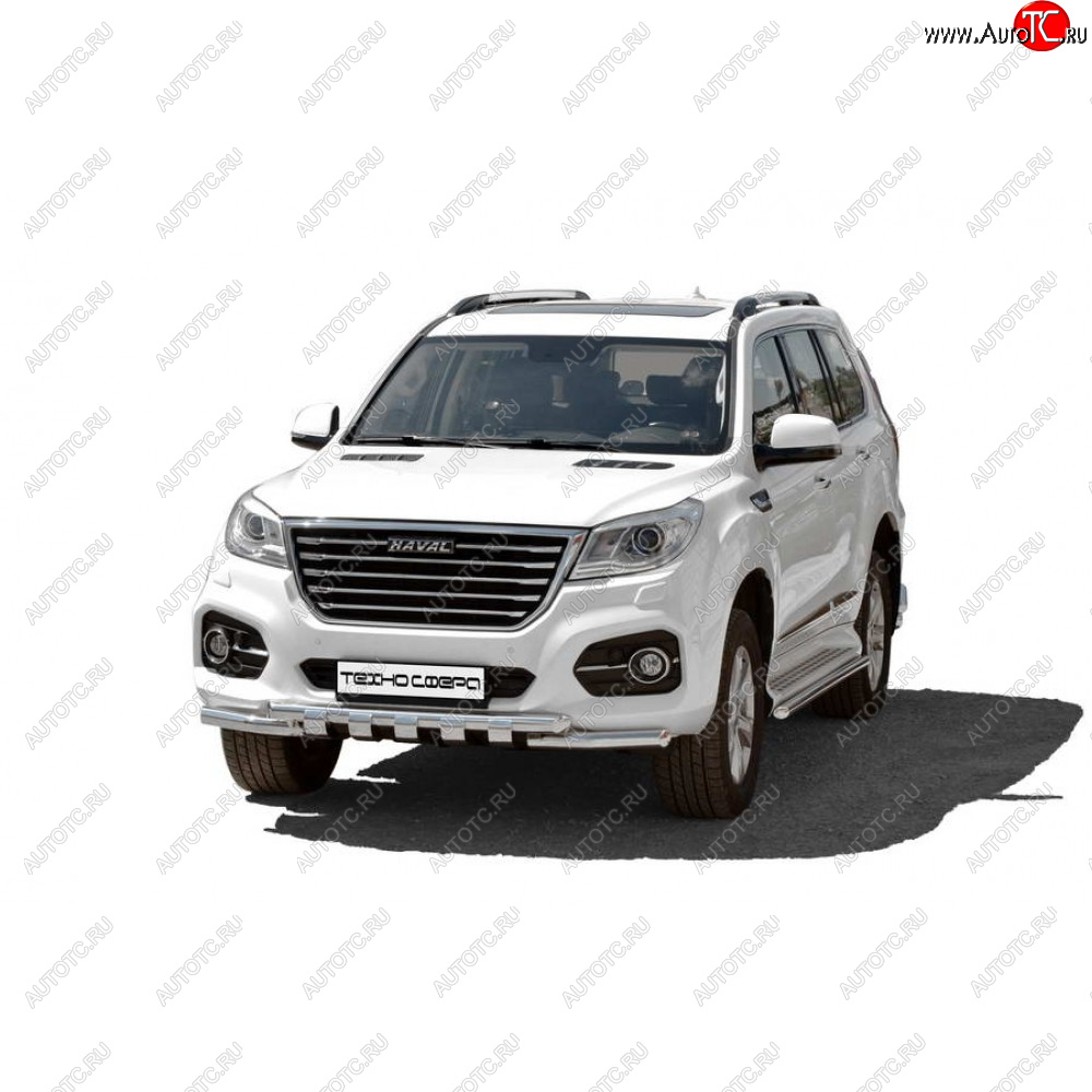 39 799 р. Защита переда нержавейка труба двойная люкс d63.5, Техно Сфера  Haval H9 (2015-2021) дорестайлинг, 1-ый рестайлинг, 2-ой рестайлинг (Нержавейка)  с доставкой в г. Кемерово