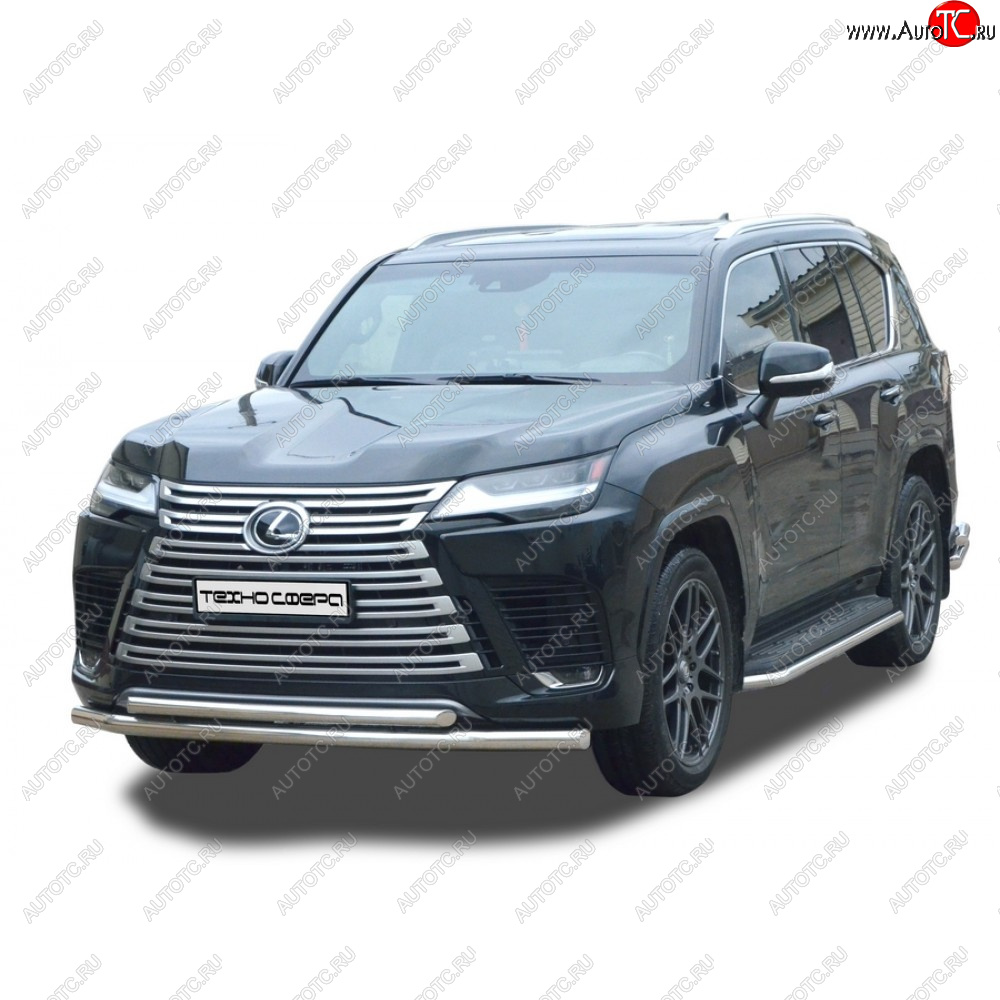 44 999 р. Защита переда труба двойная нержавейка d76, d51, Техно Сфера  Lexus LX600  J310 (2021-2022) (Нержавейка)  с доставкой в г. Кемерово