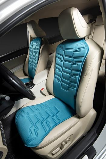 2 579 р. Накидка на сиденье (1 место Афины) ЛЮКС ст ФОРТ Lord Autofashion   (бирюзовый, строчка темно-бирюзовая)  с доставкой в г. Кемерово. Увеличить фотографию 2