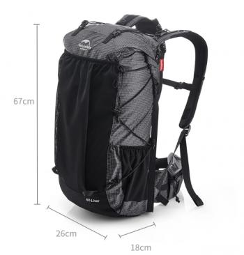 9 319 р. Рюкзак туристический Naturehike 60 л, черный  nh19bp095-b  с доставкой в г. Кемерово. Увеличить фотографию 2