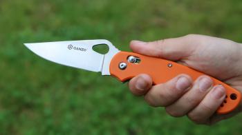 3 379 р. Нож складной GANZO с клипсой, длина клинка 87 мм, сталь 440С, оранжевый  g729-or  с доставкой в г. Кемерово. Увеличить фотографию 9