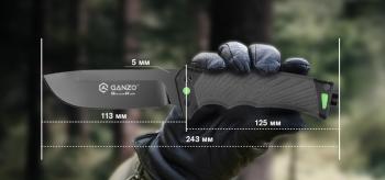 5 489 р. Нож туристический GANZO, длина 243 мм, сталь 8CR13, серый, с паракордом, в ножнах  g8012v2-gy  с доставкой в г. Кемерово. Увеличить фотографию 11