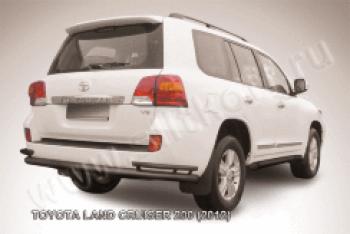 Защита заднего бампера уголки двойные d76+d42 Slitkoff Toyota Land Cruiser 200 1-ый рестайлинг (2012-2015) (  Сталь с полимерным покрытием в цвет черный)