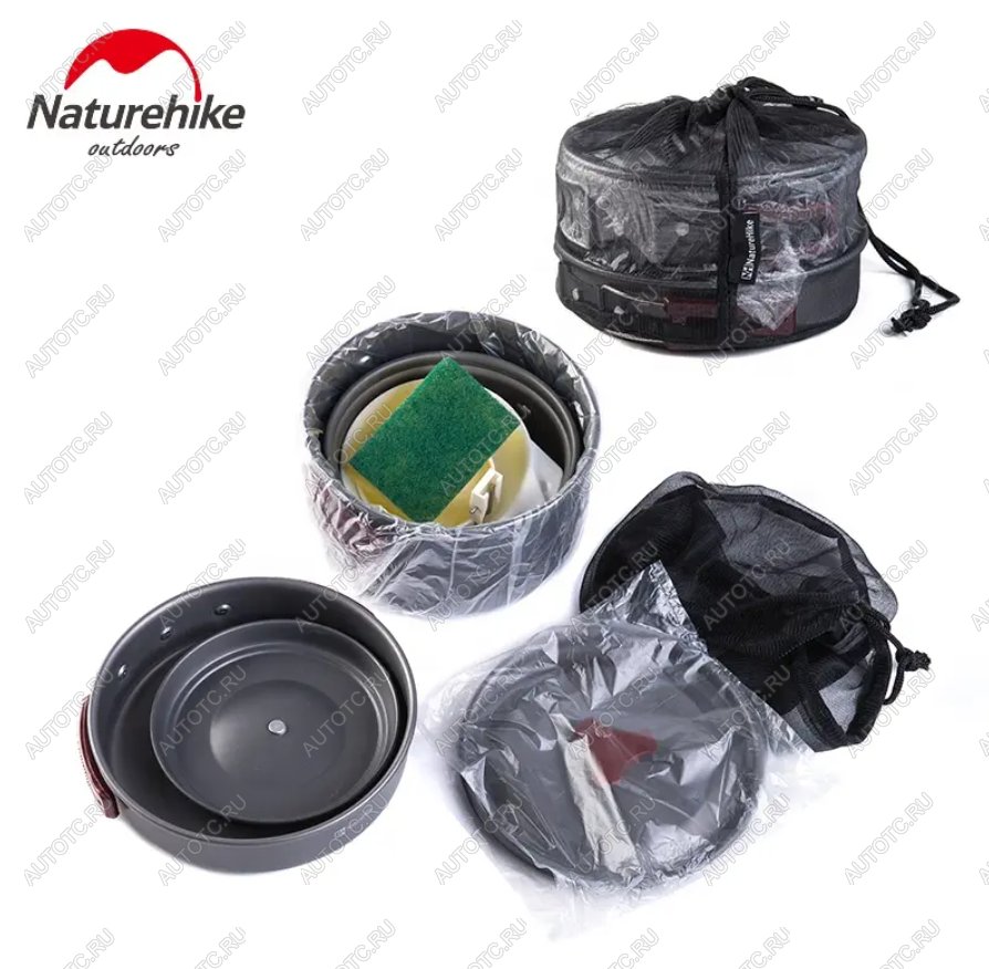 3 199 р. Набор посуды Naturehike туристический 3 в1 (3 миски+половник) (уценка)  nh15t203-g-ca_u  с доставкой в г. Кемерово