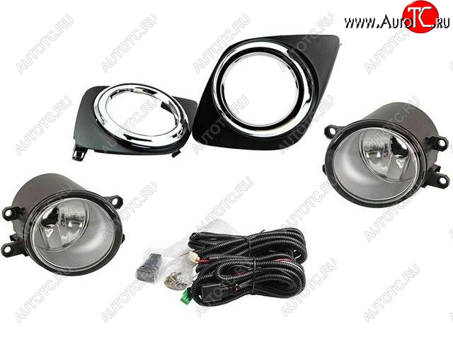 4 699 р. Комплект противотуманных фар (проводка, кнопка, решетка, пр-во Китай) BODYPARTS Toyota RAV4 XA30 5 дв. удлиненный 1-ый рестайлинг (2009-2010) (молдинг решетки хром)  с доставкой в г. Кемерово