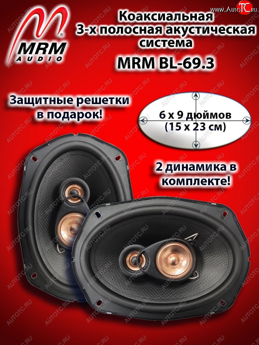 3 599 р. 3-х полосная коаксиальная акустическая система (15х23см/6х9″) MRM BL-69.3 овалы    с доставкой в г. Кемерово