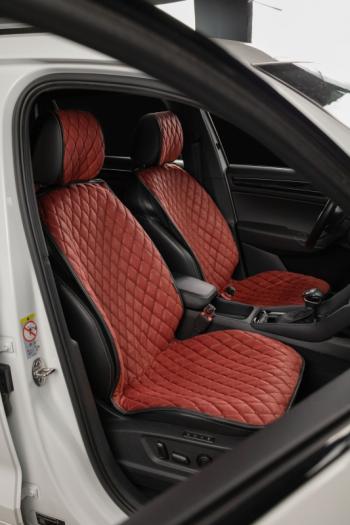 4 199 р. Накидка на сиденье (5 мест Каир) ТЕЙЛОР ст БАЙРОН Lord Autofashion   (красный, строчка черная)  с доставкой в г. Кемерово. Увеличить фотографию 6