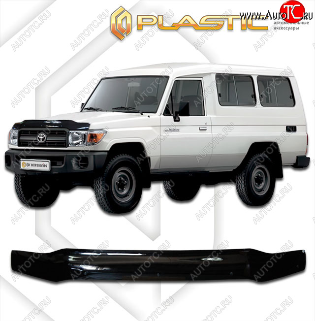 1 999 р. Дефлектор капота (78 кузов) CA-Plastic  Toyota Land Cruiser  70 (2007-2023) 3 дв. 3-ий рестайлинг (серия Сlassic черный, без надписи)  с доставкой в г. Кемерово