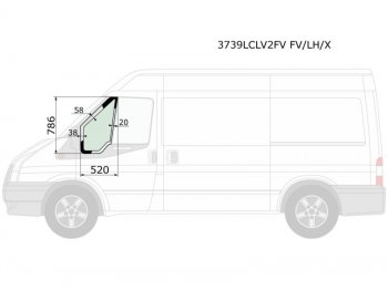 2 059 р. Стекло форточки (Цвет зеленый Без молдинга) Ford Transit 00-14 XYG 3739LCLV2FV FV/LH/X  с доставкой в г. Кемерово. Увеличить фотографию 1