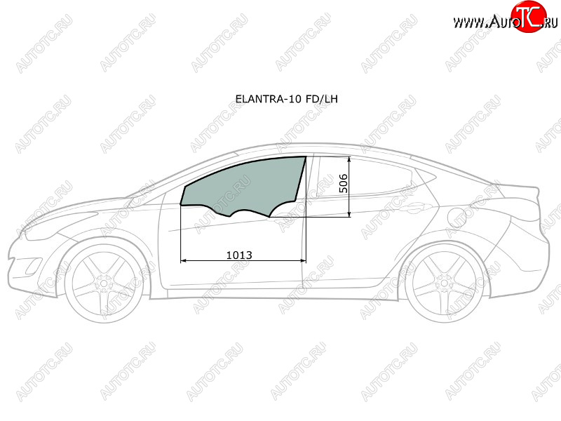 2 599 р. Стекло боковое опускное (Спереди Слева Цвет зеленый) Hyundai Elantra 10-16  Avante 10-15 XYG ELANTRA-10 FD/LH  с доставкой в г. Кемерово