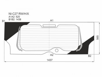 Стекло заднее (Цвет зеленый Обогрев) Nissan Serena 16-22 XYG NI-C27 RW/H/X