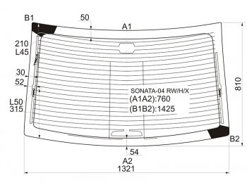 7 999 р. Стекло заднее (Цвет зеленый Обогрев Антенна) Hyundai Sonata 04-10 XYG SONATA-04 RW/H/X  с доставкой в г. Кемерово. Увеличить фотографию 1