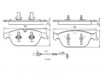 Колодки тормозные передние FL-FR SAT Audi A8 D4 дорестайлинг, седан (2009-2013) (с датчиком)