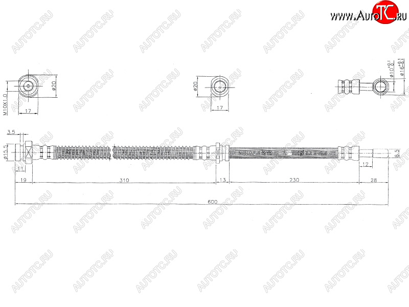 959 р. Шланг тормозной перед (Таиланд) LH=RH SAT  Mitsubishi Outlander ( CU,  CW0W) (2003-2010) дорестайлинг  с доставкой в г. Кемерово