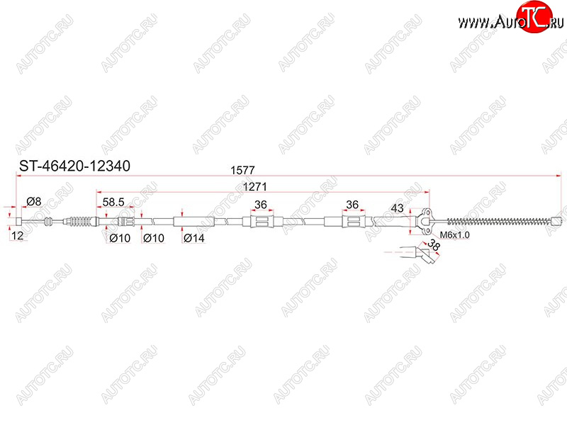 1 099 р. Трос ручника TY Corolla AEEE9# 2WD 87-91, -RH SAT ST-46420-12340  с доставкой в г. Кемерово