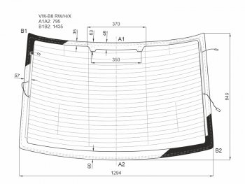 Стекло заднее (Цвет зеленый Обогрев 4D SED) Volkswagen Passat 14- XYG VW-B8 RW/H/X