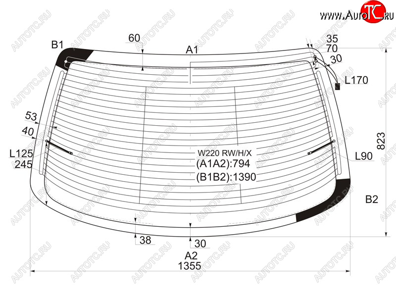 13 899 р. Стекло заднее (Цвет зеленый Обогрев Антенна) Mercedes-Benz S-Class 98-05 XYG W220 RW/H/X  с доставкой в г. Кемерово