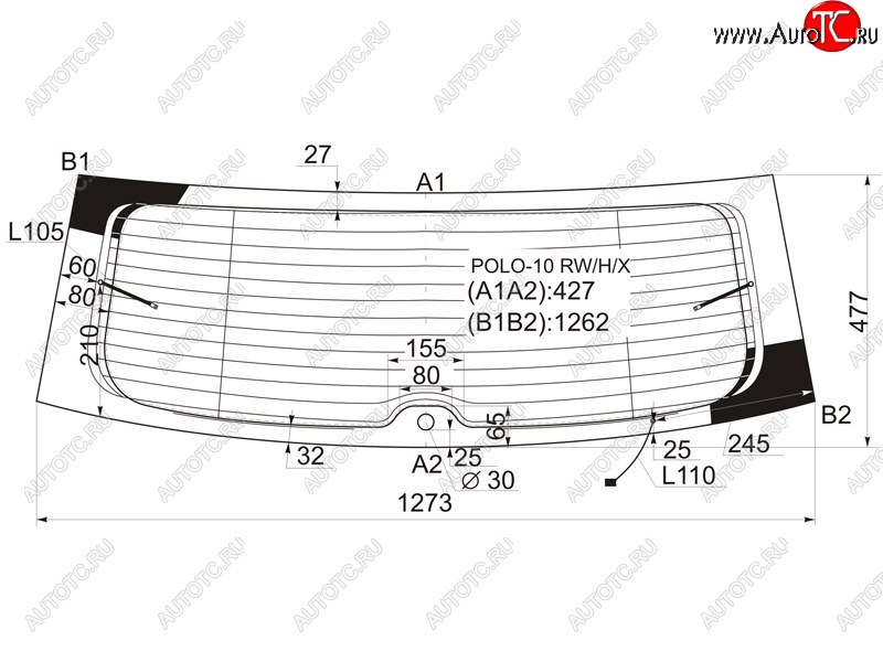 9 549 р. Стекло заднее (Цвет зеленый Обогрев Антенна) Volkswagen Polo 09-20 XYG POLO-10 RW/H/X  с доставкой в г. Кемерово