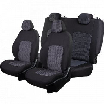 Комплект чехлов сидений (ЖАККАРД) Chevrolet Aveo T200 хэтчбек 5 дв (2002-2008) (Черный+белый)
