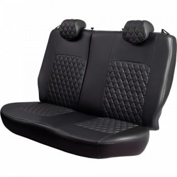 6 599 р. Комплект чехлов для сидений (ЦЗС Илана+Орегон) ТУРИН ст РОМБ Lord Autofashion Daewoo Nexia дорестайлинг (1995-2008) (черный, вставка черная, строчка черная)  с доставкой в г. Кемерово. Увеличить фотографию 4