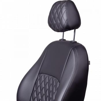 6 599 р. Комплект чехлов для сидений (ЦЗС Илана+Орегон) ТУРИН ст РОМБ Lord Autofashion Daewoo Nexia дорестайлинг (1995-2008) (черный, вставка черная, строчка черная)  с доставкой в г. Кемерово. Увеличить фотографию 5