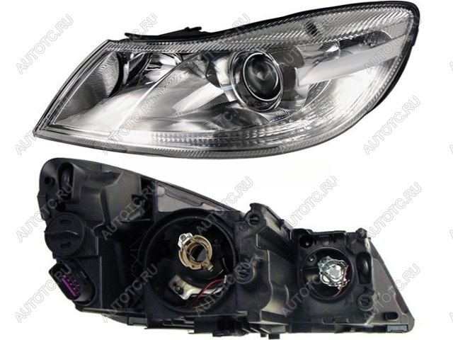 7 649 р. Фара левая (корректор, линзован) BodyParts Skoda Octavia A5 рестайлинг универсал (2008-2013)  с доставкой в г. Кемерово