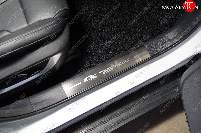 2 599 р. Накладки на пластиковые пороги, ТСС Тюнинг Changan CS75 1-ый рестайлинг (2018-2022) (лист шлифованный надпись CS75 plus)  с доставкой в г. Кемерово