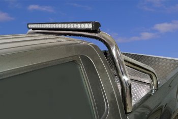 Защита кузова (для кузова) d 76,1 мм со светодиодной фарой ТСС Тюнинг Changan Hunter Plus (2022-2025) пикап (нержавейка)