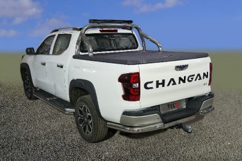 Защита кузова (для крышки) d 76,1 мм со светодиодной фарой ТСС Тюнинг Changan Hunter Plus (2022-2025) пикап (нержавейка)