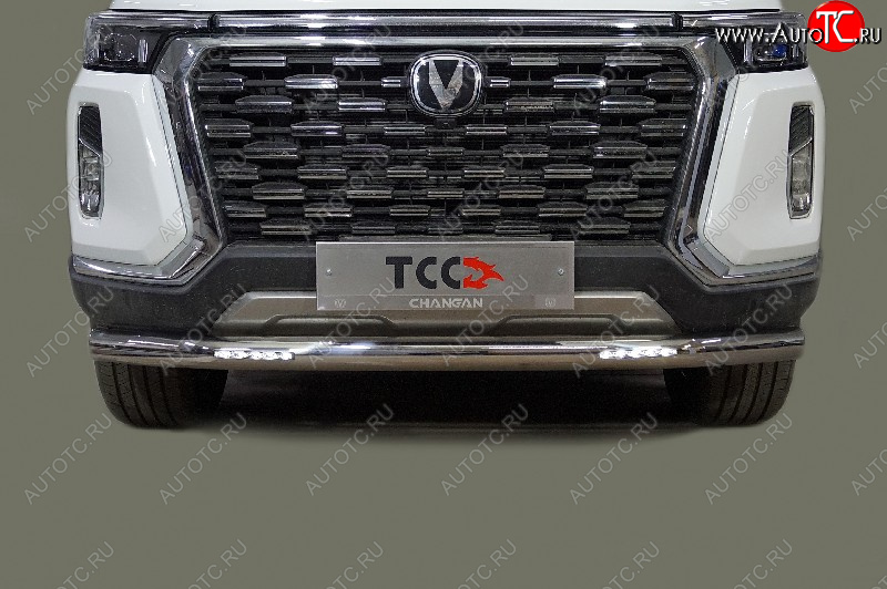 45 799 р. Защита переднего бампера нижняя с ДХО 76,1 мм ТСС Тюнинг  Changan Hunter Plus (2022-2025) пикап (нержавейка)  с доставкой в г. Кемерово