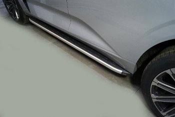 Пороги алюминиевые с пластиковой накладкой ТСС Тюнинг Changan UNI-K (2020-2025) (серые)