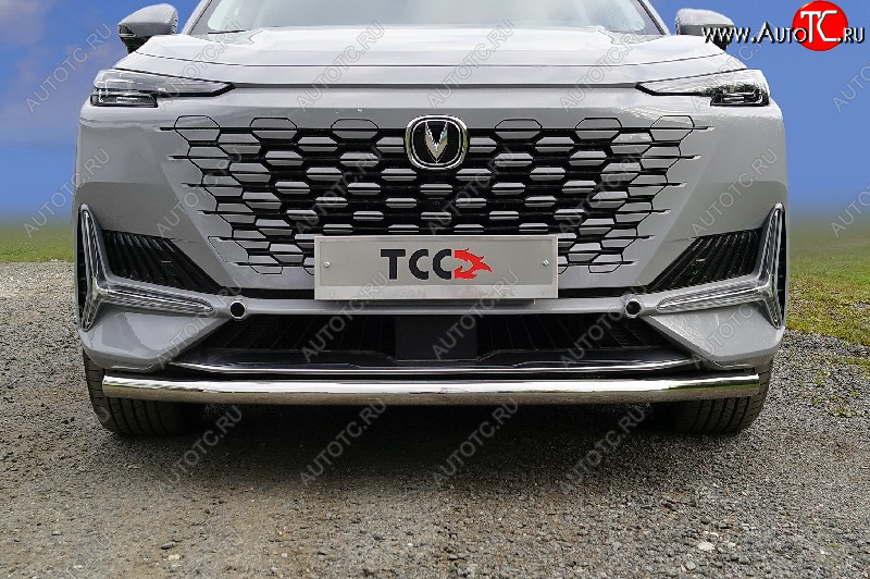14 999 р. Защита переднего бампера нижняя d60,3 мм ТСС Тюнинг  Changan UNI-K (2020-2025) (нержавейка)  с доставкой в г. Кемерово
