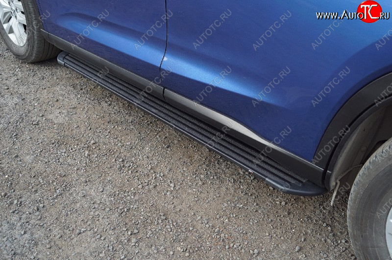 21 999 р. Пороги алюминиевые Slim Line ТСС Тюнинг  Renault Sandero Stepway  (B8) (2014-2018) дорестайлинг (Black)  с доставкой в г. Кемерово