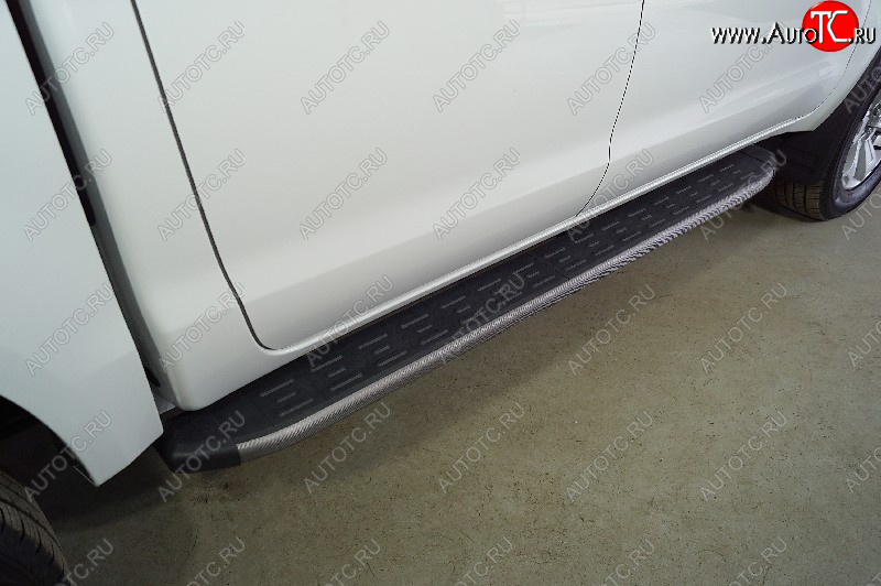 22 999 р. Пороги алюминиевые с пластиковой накладкой ТСС Тюнинг  JAC T6 (2018-2024) пикап (карбон серые)  с доставкой в г. Кемерово