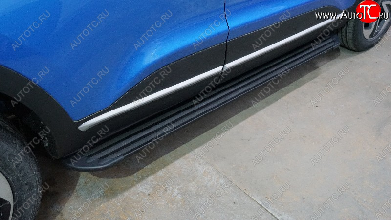 22 999 р. Пороги алюминиевые Slim Line ТСС Тюнинг  Kaiyi X3 Pro (2023-2025) (Black)  с доставкой в г. Кемерово