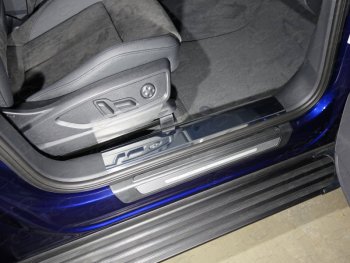 Накладки на пластиковые пороги (без пневмоподвески, 2шт) ТСС Тюнинг Audi Q5  FY (2017-2020) дорестайлинг (Лист зеркальный)