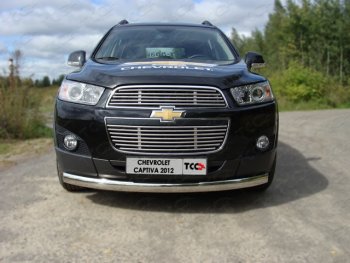 Решетка радиатора верхняя 12мм ТСС Тюнинг Chevrolet Captiva (2011-2013) 1-ый рестайлинг