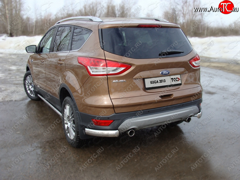 1 000 000 р. Защита задняя уголки овальные 75х42 мм, ТСС Тюнинг Ford Kuga 2 дорестайлинг (2013-2016)  с доставкой в г. Кемерово