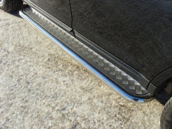 Пороги с площадкой 60,3 мм ТСС Тюнинг Ford Edge U387 рестайлинг (2011-2015) (серые)