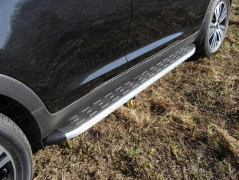 Пороги алюминиевые с пластиковой накладкой ТСС Тюнинг Ford Edge ( U387,  CD539) (2011-2018) рестайлинг, дорестайлинг (серые)