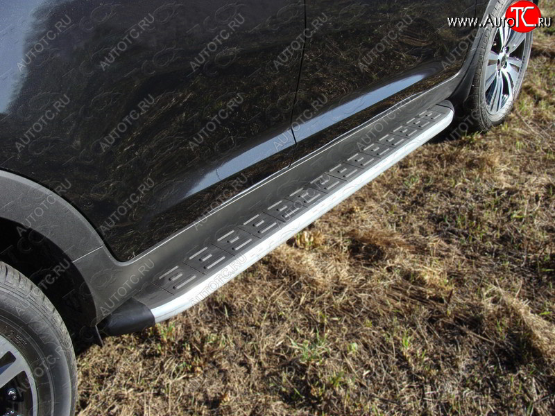 1 000 000 р. Пороги алюминиевые с пластиковой накладкой ТСС Тюнинг  Ford Edge ( U387,  CD539) (2011-2018) рестайлинг, дорестайлинг (серые)  с доставкой в г. Кемерово