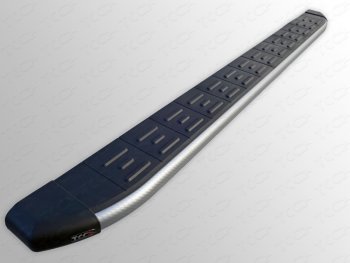 Пороги алюминиевые с пластиковой накладкой, ТСС Тюнинг Ford Edge  U387 (2011-2015) рестайлинг (карбон серебро)