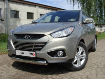 Защита переднего бампера нижняя овальная 75х42 мм ТСС Тюнинг Hyundai IX35  LM (2009-2013) дорестайлинг (нержавейка)