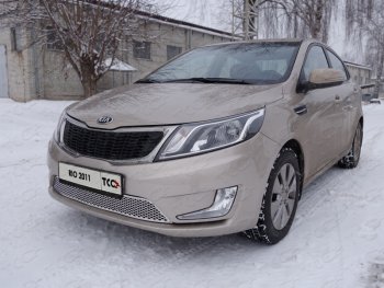 1 093 999 р. Вставка переднего бампера (треугольник) ТСС Тюнинг  KIA Rio  3 QB (2011-2015) дорестайлинг седан, дорестайлингхэтчбек5дв. (лист)  с доставкой в г. Кемерово. Увеличить фотографию 1