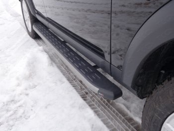 Пороги алюминиевые с пластиковой накладкой ТСС Тюнинг Land Rover Discovery  4 L319 (2009-2016) (карбон серые)
